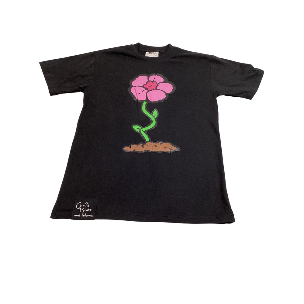 Chris‎ Pyrate and Friends Flower Graphic T-Shirt Black Mens Size 
Medium